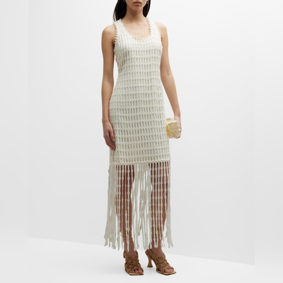 6. NWT JONATHAN SIMKHAI JANETTE COTTON MESH MIDI DRESS - Picture 1 of 12